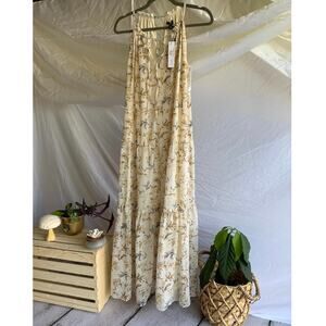 NWT DREW Naomi Floral Maxi Ruffle Dress Natural Boho